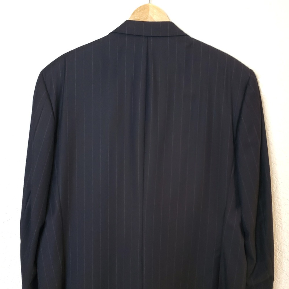 Hickey Freeman Suit Jacket Sport Coat 2 Button Blue PinStripe 46R 100% Wool EUC - Picture 11 of 16
